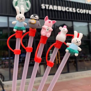 06012 Cute Animal Straw Dust Plugs